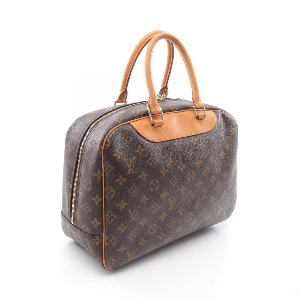 Louis Vuitton Deauville Bowling Vanity Handbag Canvas Leather Monogram Brown